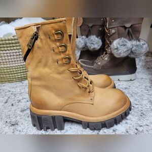 NIB A.S.98 HAIDER Honey Lace-Up Combat Lug Sole Boots 37